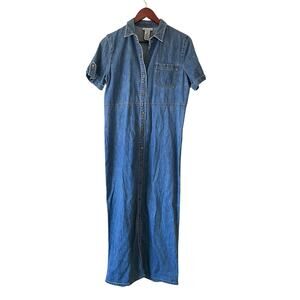 Vintage 90s jones‎ jeans denim maxi shirt dress size 10